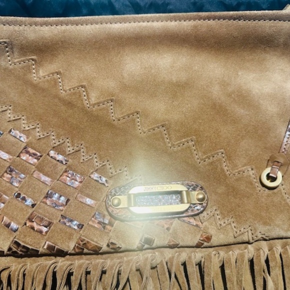 GORGEOUS RARE BRAND NEW Jimmy Choo Suede Clutch w/ Leather and Studded Accents! - Picture 13 of 15